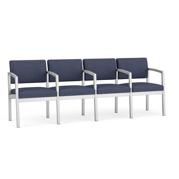 Lesro Lenox Steel 4 Seater with Center Arms, Denim (Blue) Seat, Denim Back, 85.5 W 24.5 L 32 H LS4103 - main